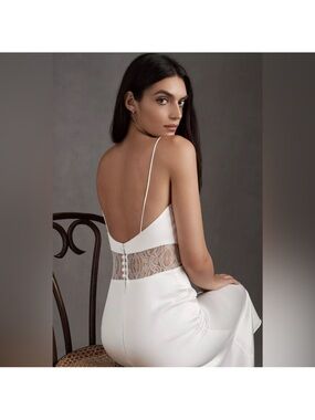 Sachin + Babi Jane Shear Lace Cutout White Midi Slip Dress NWT $295